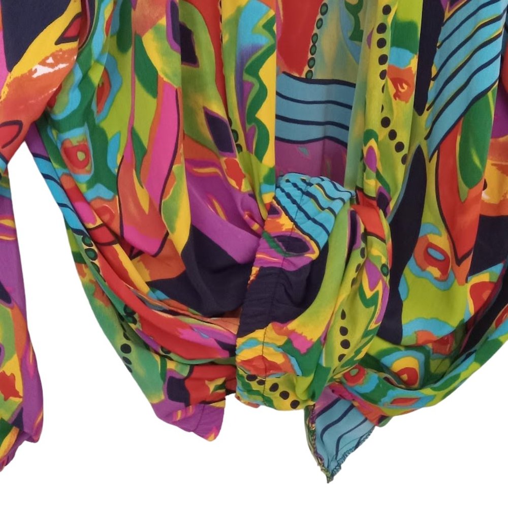 Euc | Multi Color | Light Wt | Button Up | Collar… - image 5